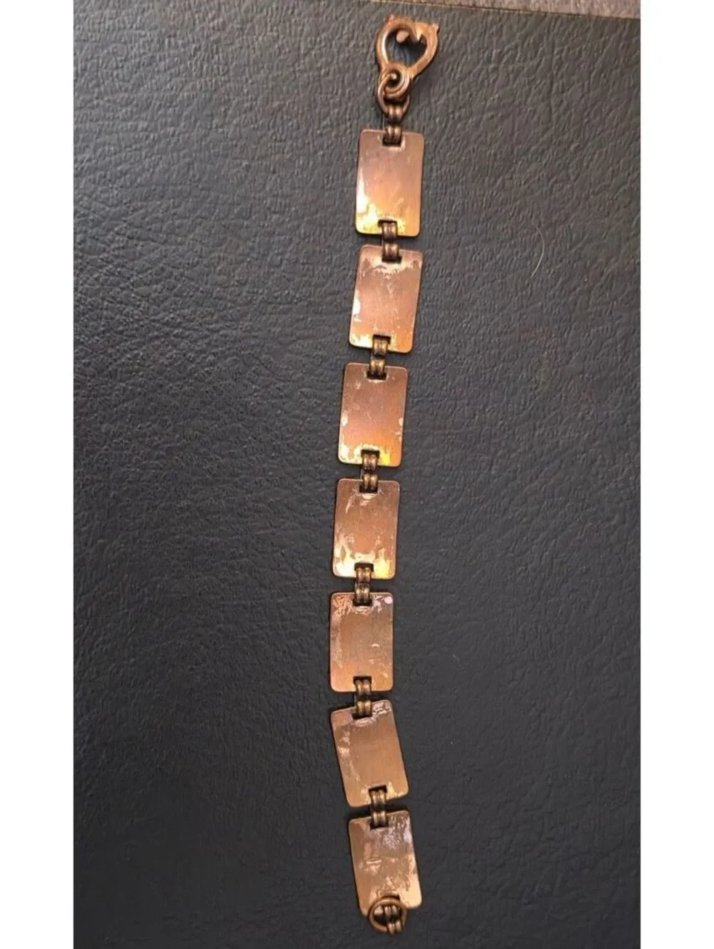 Vintage Copper Southwestern Geometric Diamond Panel Link Bracelet 7